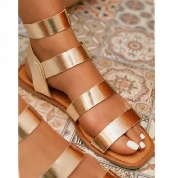 Shoes New Strappy Gladiator Sandals In Gold Champagne Poshmark